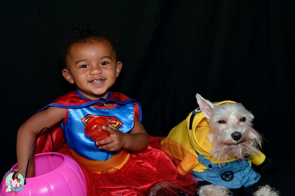 supergirl and minion dog and baby costumes