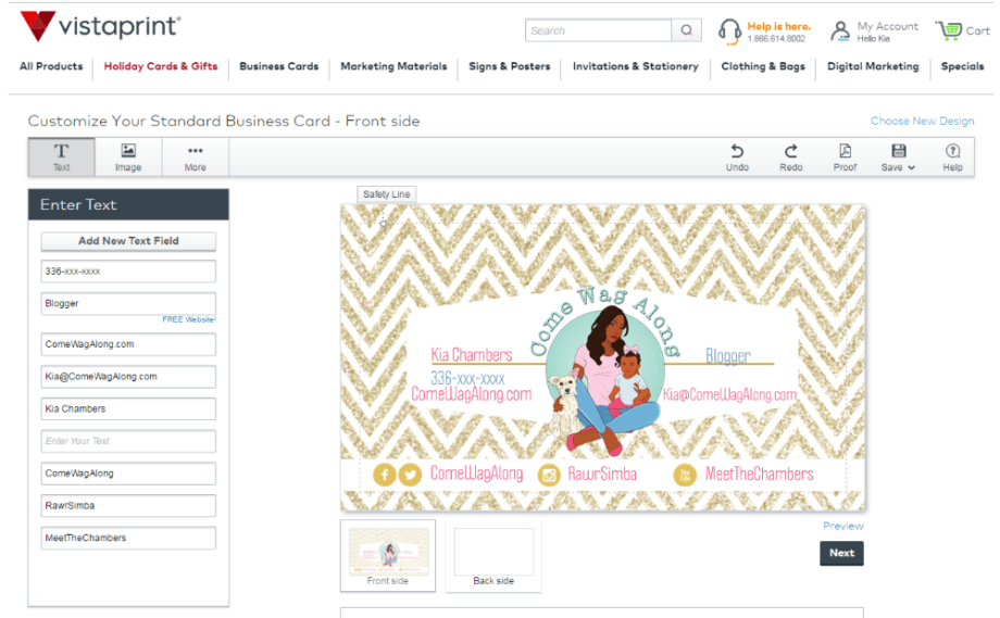 blogger business cards design vistaprint