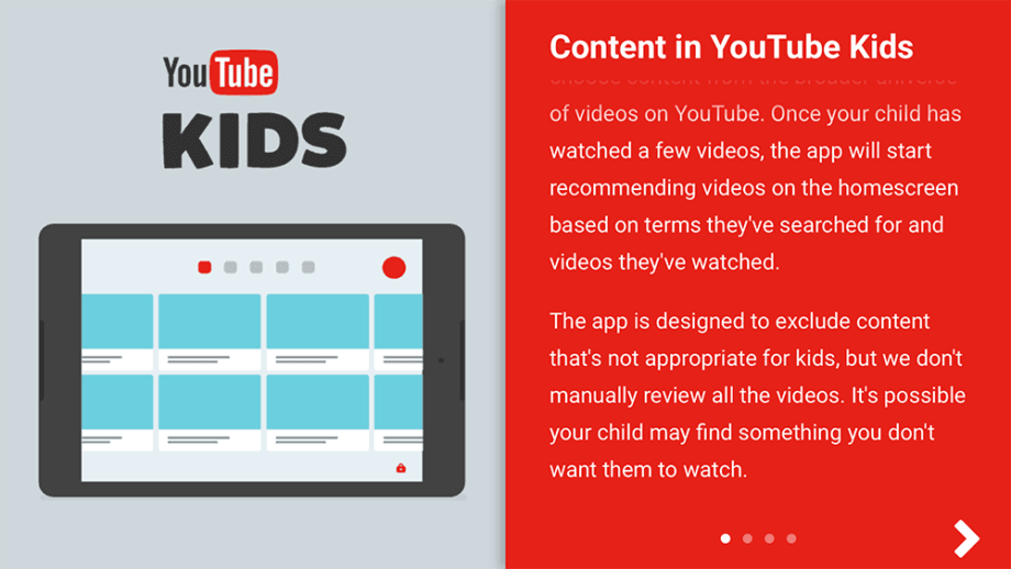 Content in YouTube Kids App