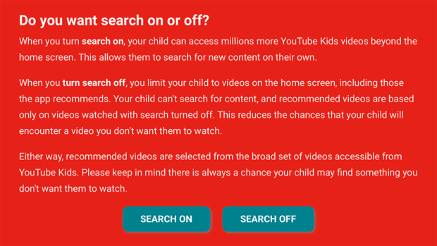 YouTube Kids App Search