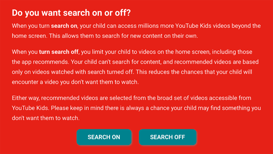 YouTube Kids App Search